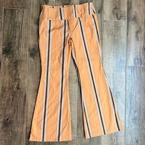 Yellow The Label Yllw Womens Tilly Camel Striped Cotton Trouser, Yellow, XL NWT)